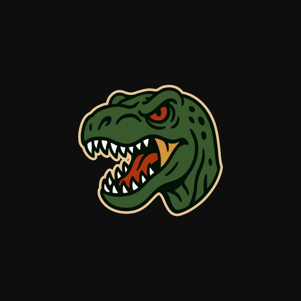 dinosaur angry head mascot logo vector