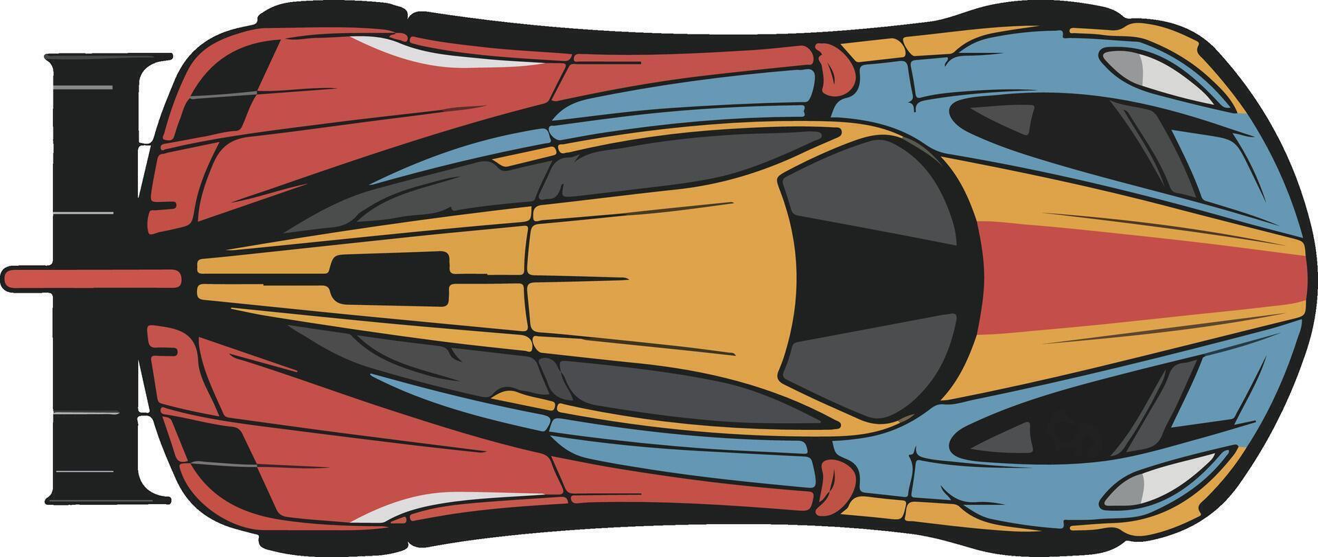 Top View Colorful Race Car - Fast Sports Car Illustration with Bold Design vector