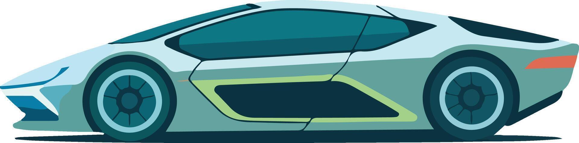 Futuristic Sports Car -Sleek Flat Design Side View Illustration vector