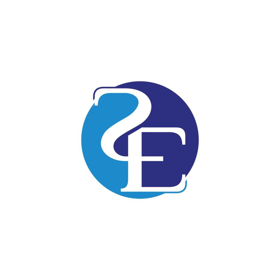 letter 2e blue circles negative space simple logo vector