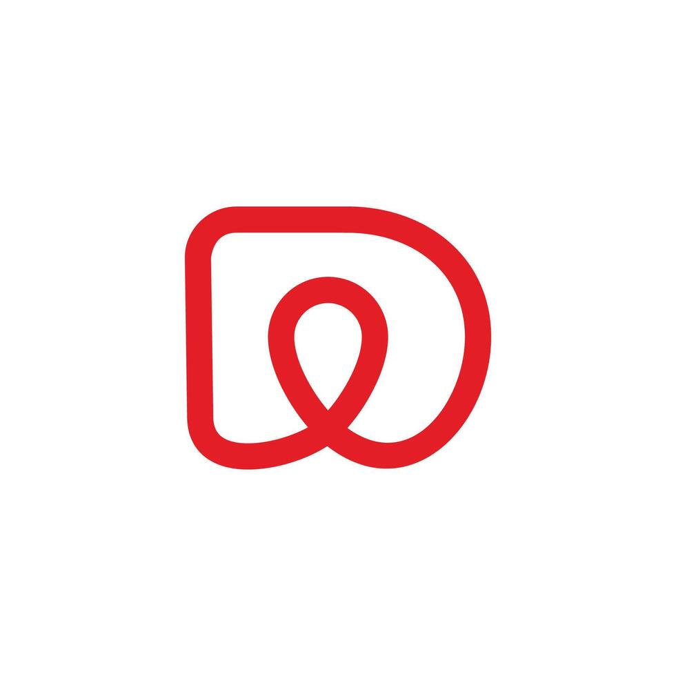 letter d pin location linear art simple geometric logo vector