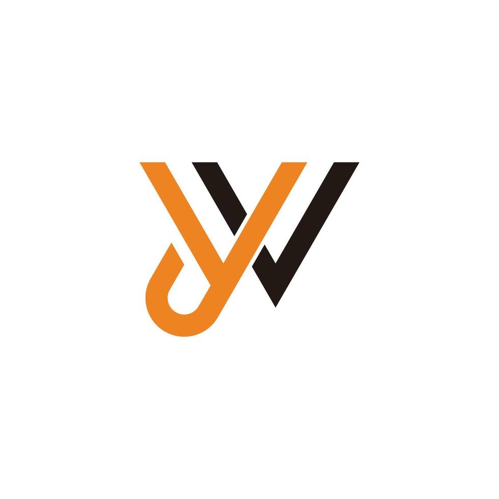 letter yw simple geometric lines colorful logo vector