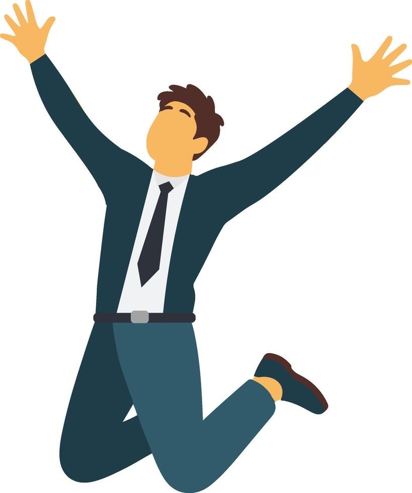 A man in a suit jumping up in the air vector