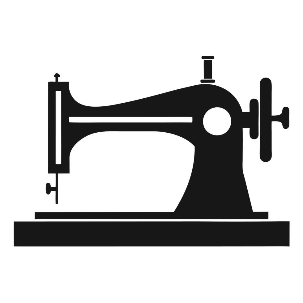 Classic Tailoring Machine Silhouette Icon of Sewing History vector