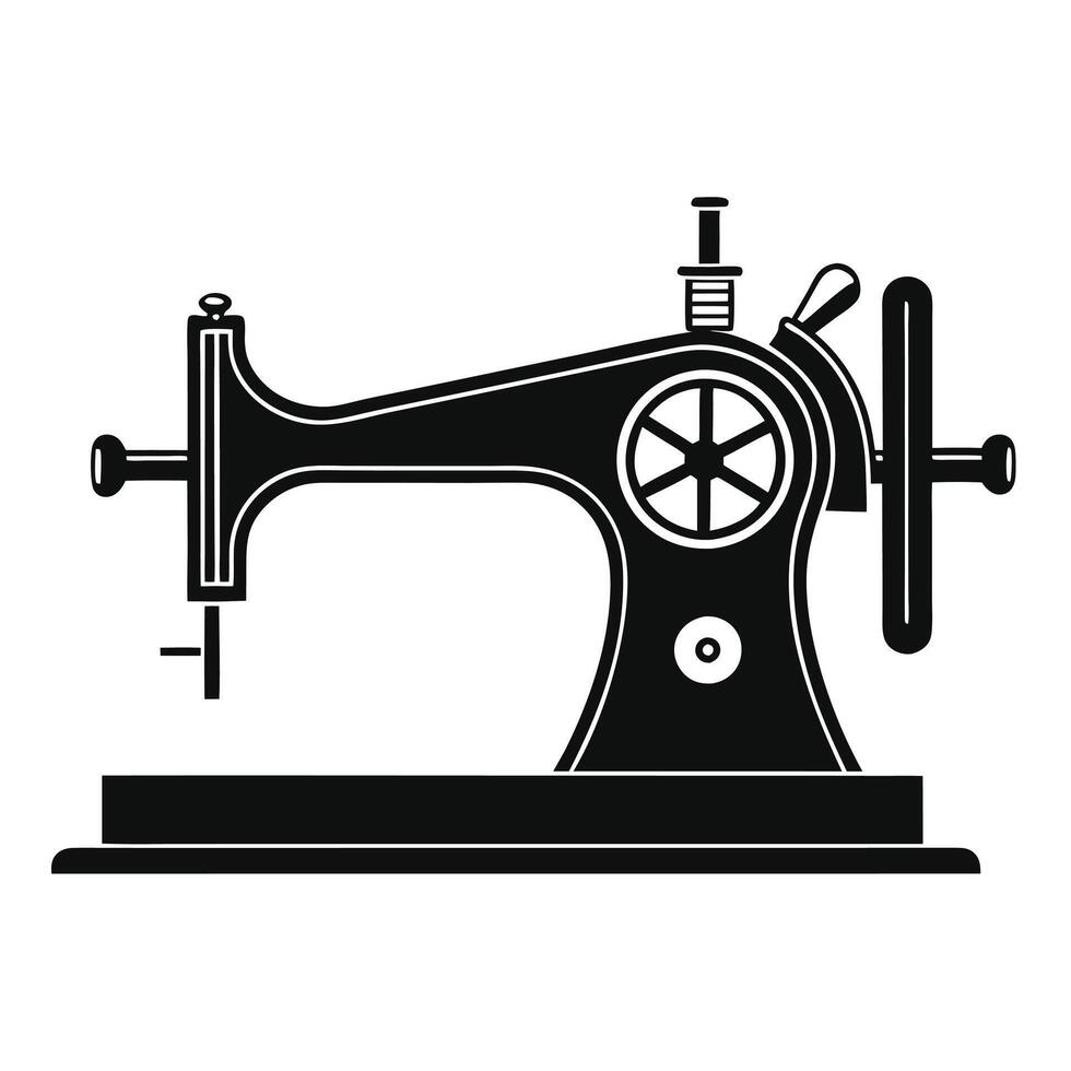 Traditional Crafting Tool Vintage Sewing Machine Silhouette vector