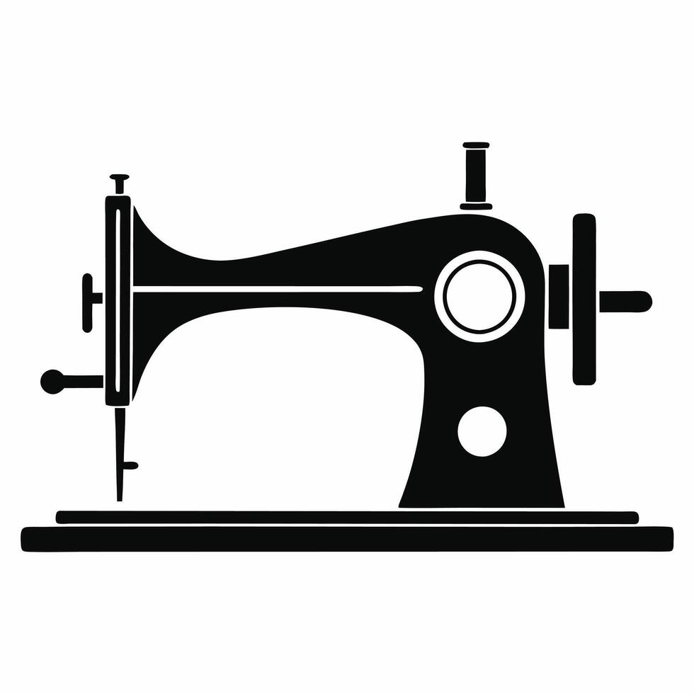 Old Fashioned Sewing Machine Icon Vintage Crafting Art vector