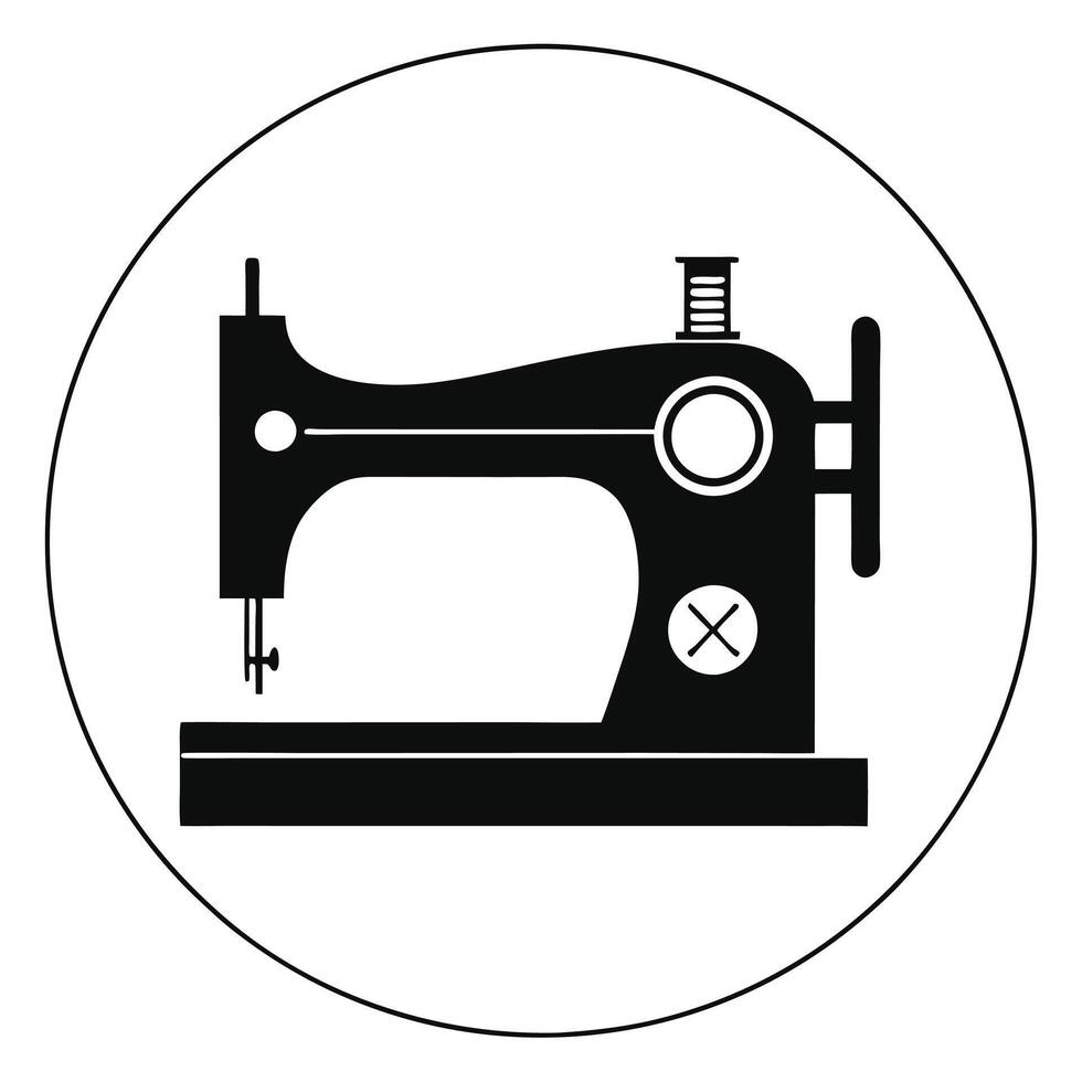 Retro Stitching Equipment Vintage Sewing Machine Icon vector