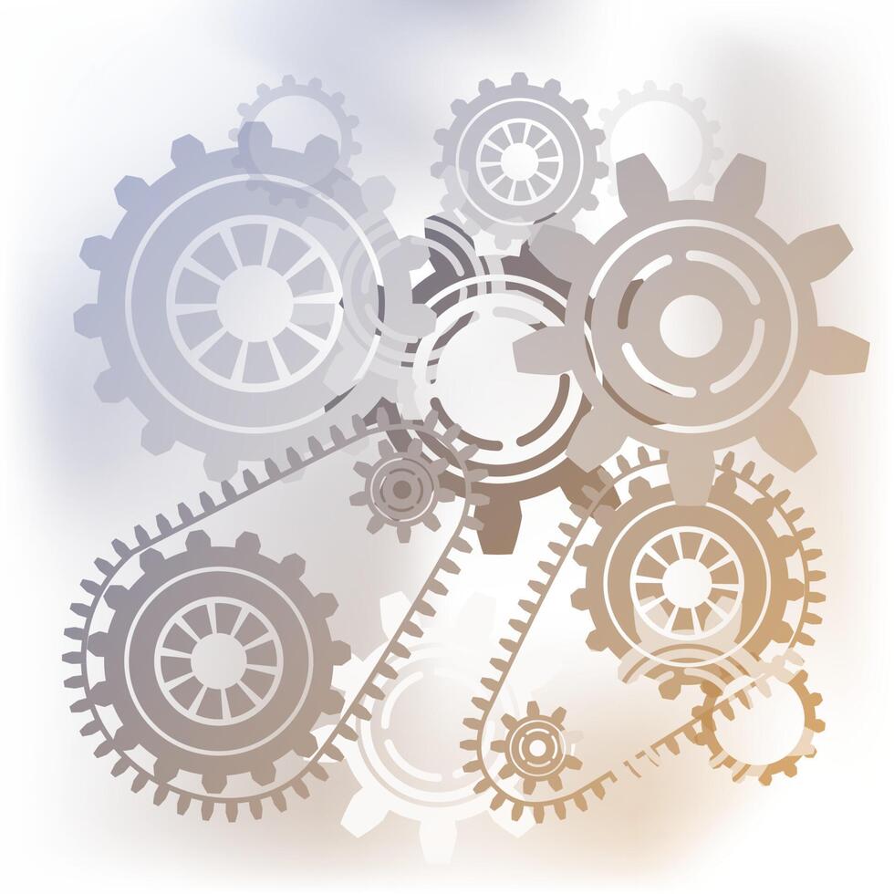 Machinery gear wheels. Hi-tech digital technology background. Contemporary mechanical vector