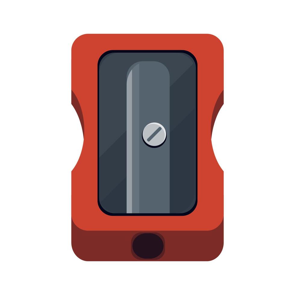 Red Manual Pencil Sharpener with Metal Blade Illustration Image vector