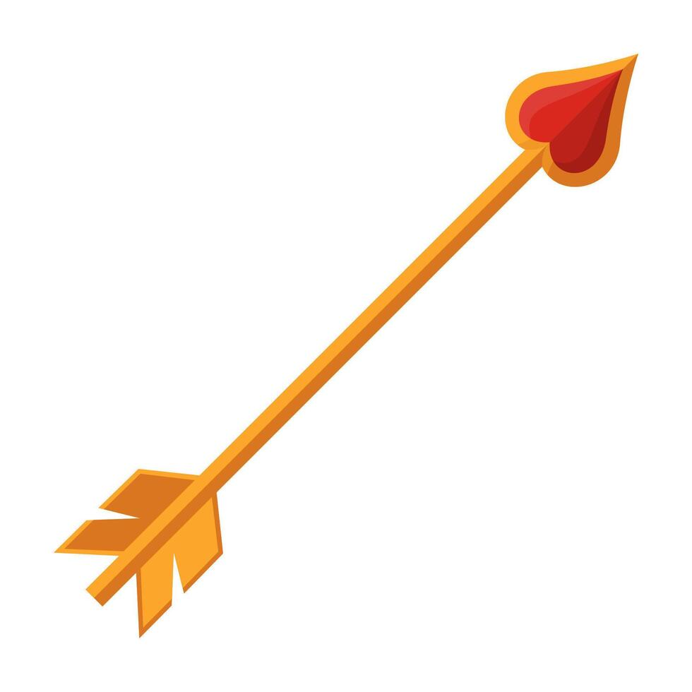 Heart-Tipped Arrow with Yellow Shaft and Fletching Illustration Image vector