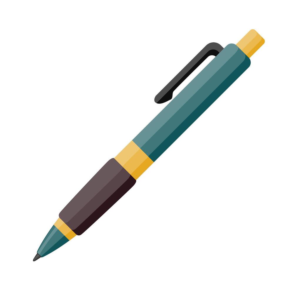 Green and Black Ballpoint Pen with Gold Accents and Clip Illustration Image vector