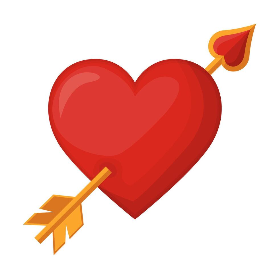 Red Heart Pierced by a Heart-Tipped Arrow Illustration Image vector