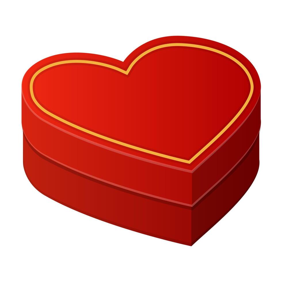 Red Heart-Shaped Gift Box with Golden Trim Illustration Image vector