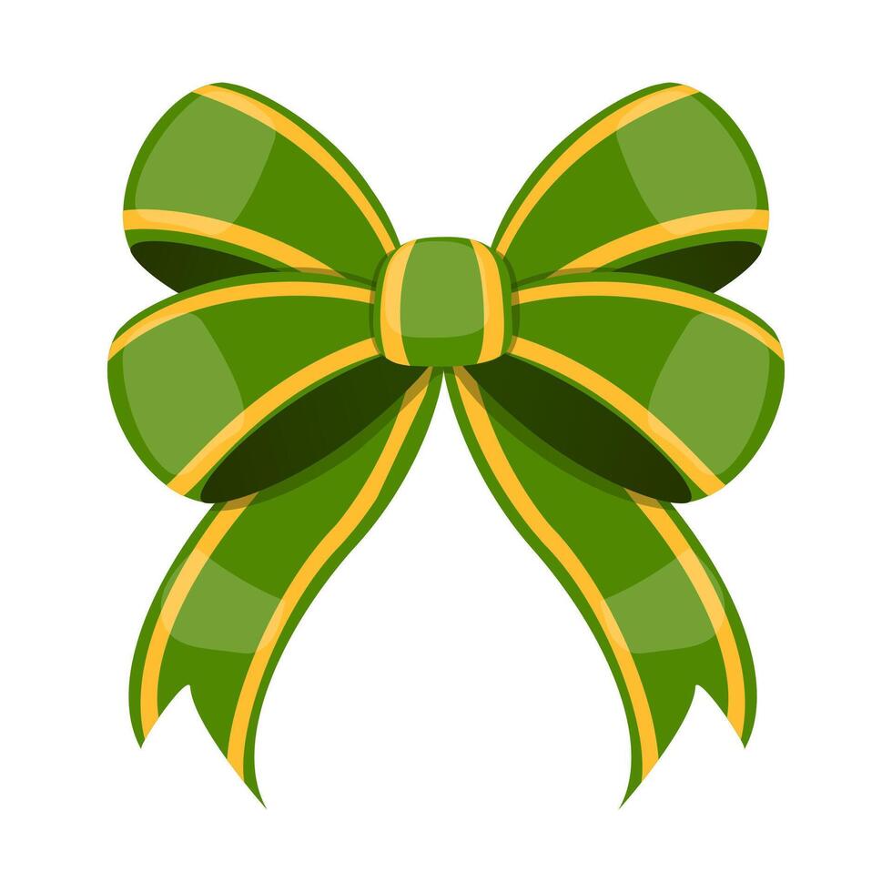Green Decorative Bow with Yellow Trim Illustration Image vector