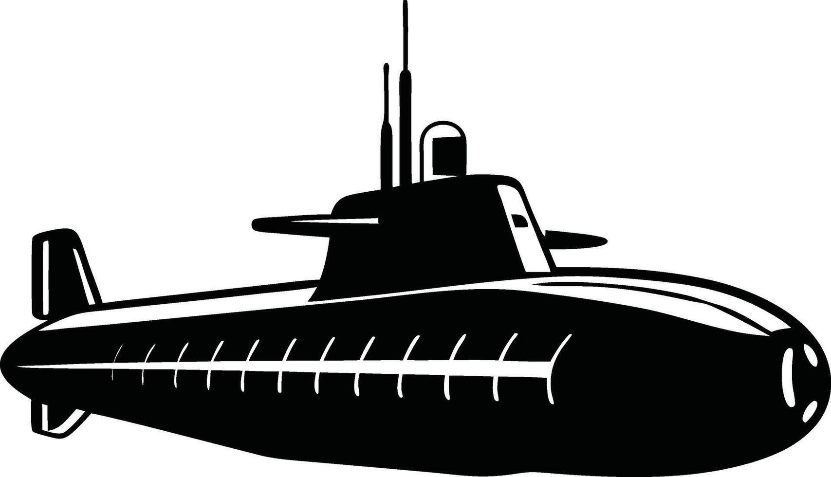 Submarine Silhouette Illustration on a white background vector
