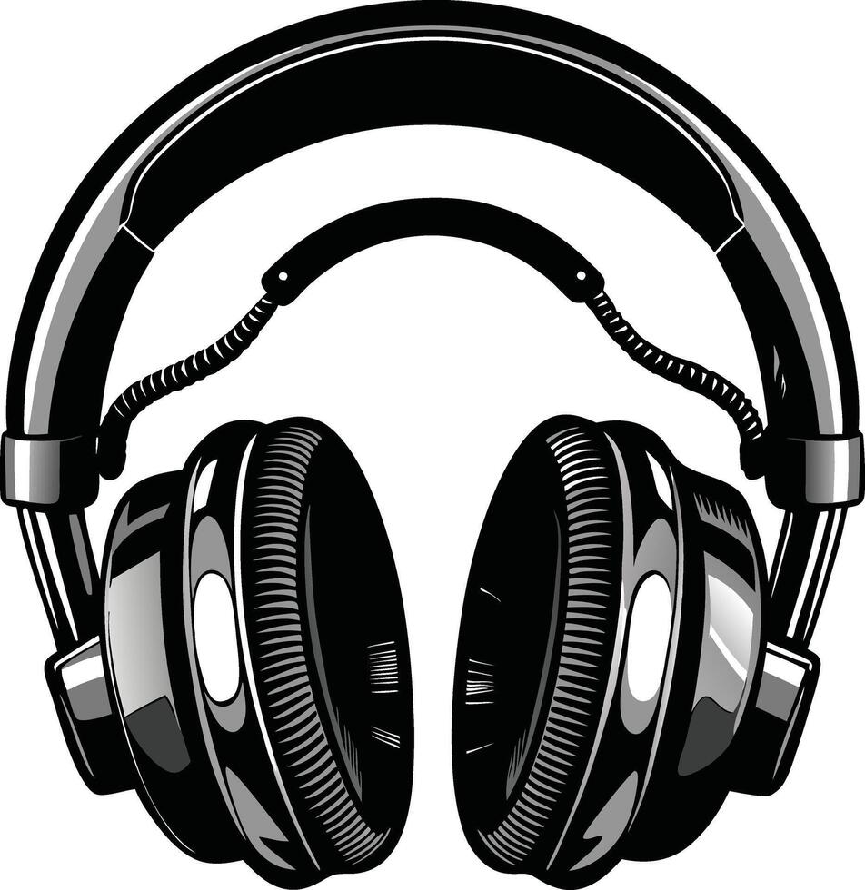 Headphones Silhouette Illustration on a white background vector