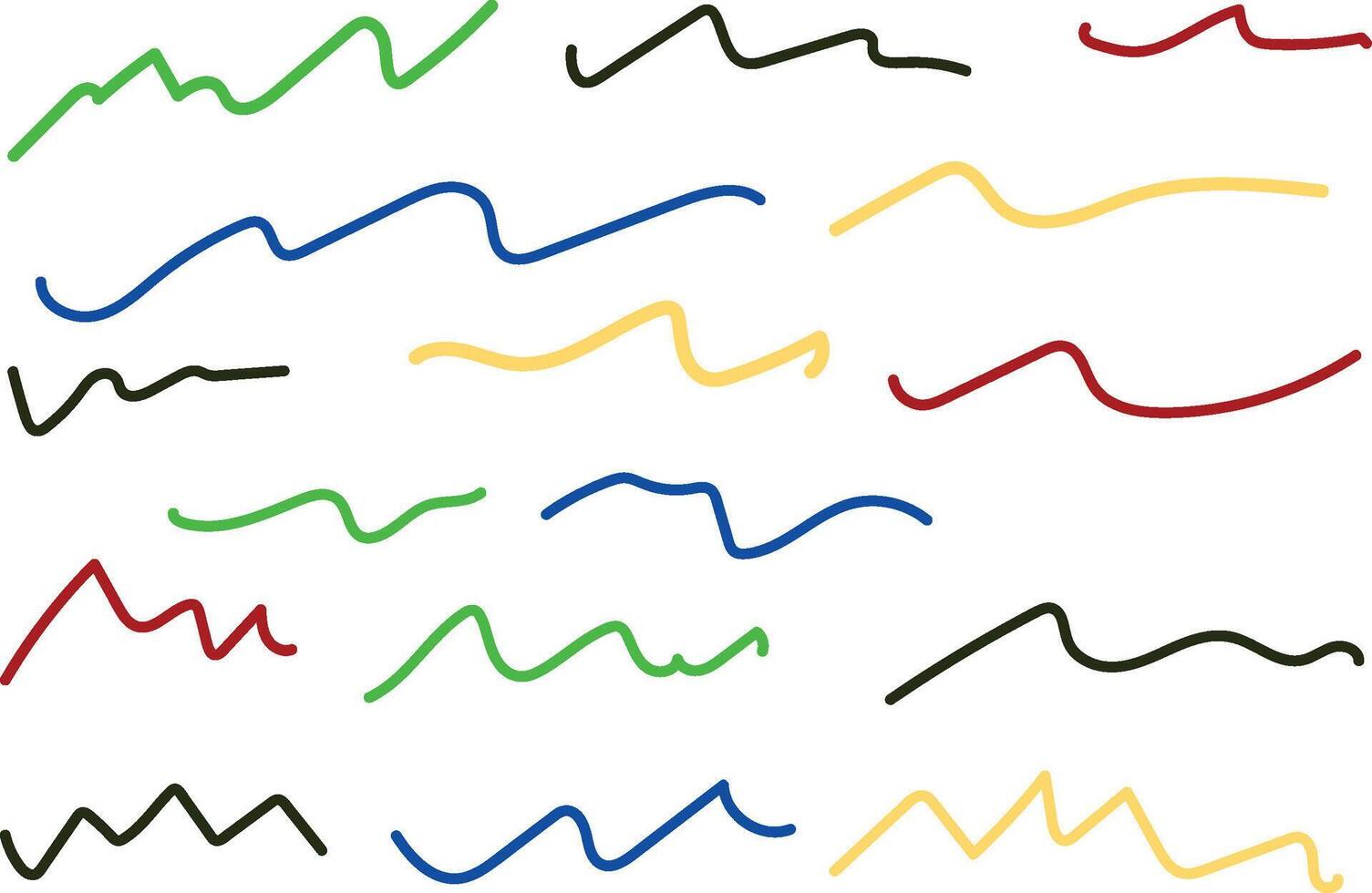 Collection of color lines wave signs abstract art vector