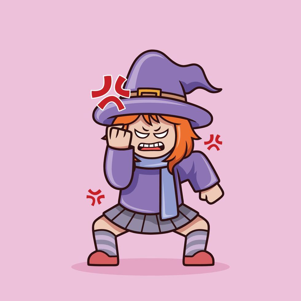The witch is angry. vector