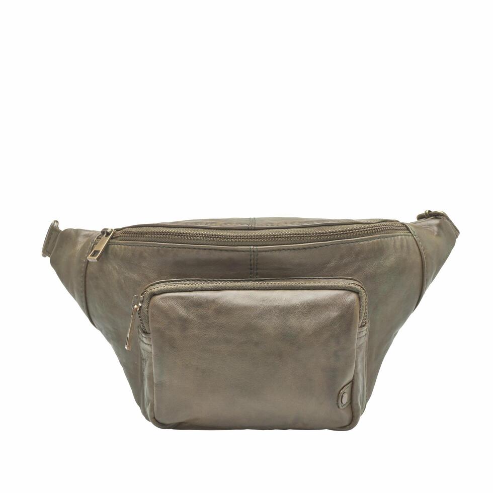 Cut out waist bag isolated on white background. Clipping path included. Leather pack, bum bag, waist belt bag with zipper for men women. photo