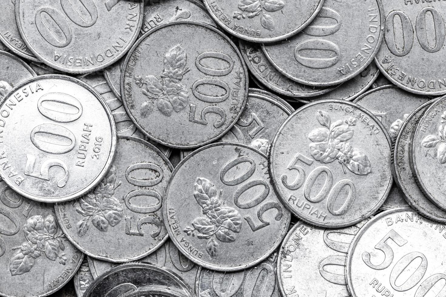 Pile of Indonesian 500 Rupiah Coins. Obverse view of Indonesian Rupiah Coins in Close-Up photo