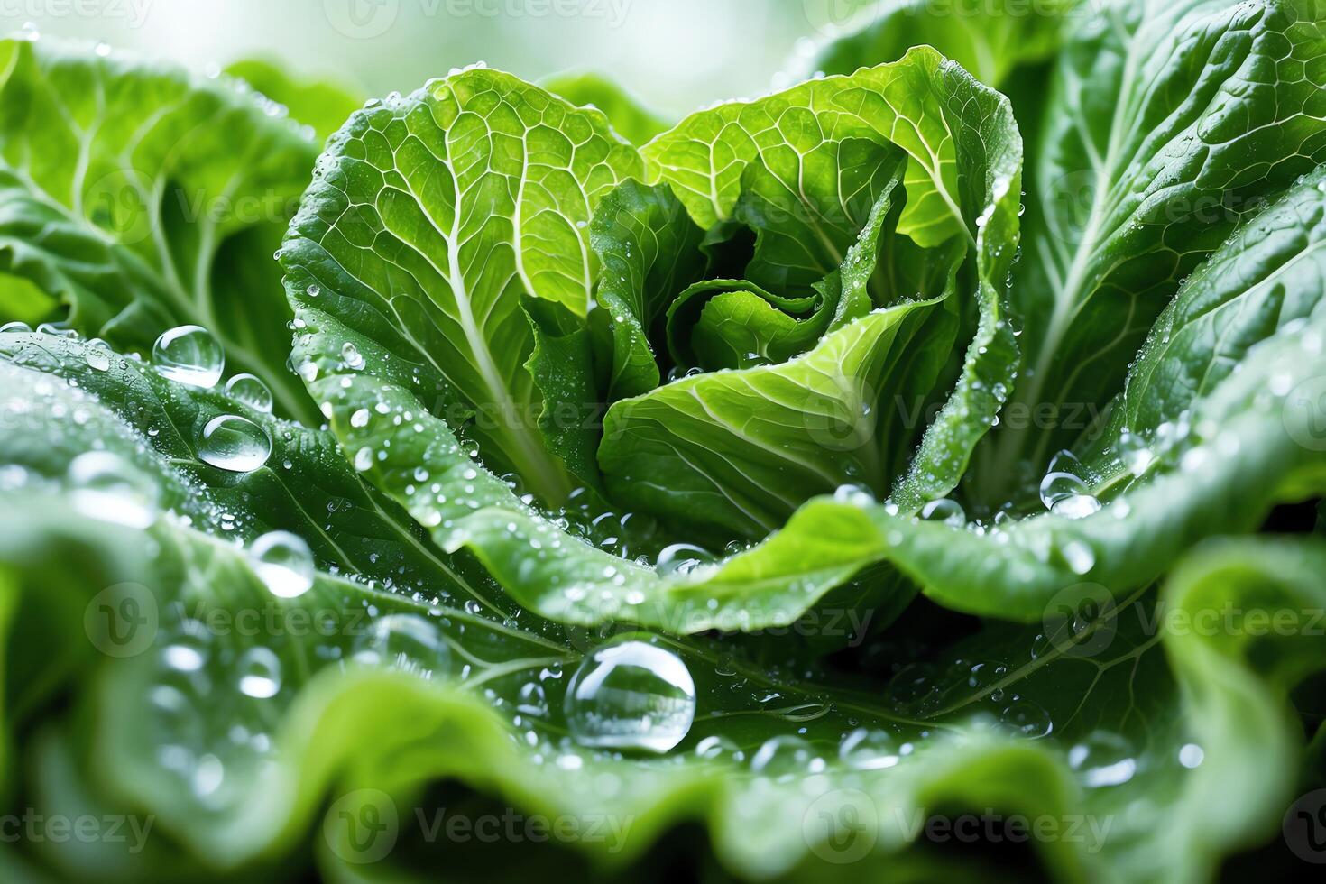 Fresh Bok Choy with Water Droplets Close-up for Healthy Eating Concepts photo