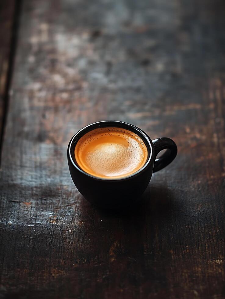 Close-up of espresso with golden crema photo