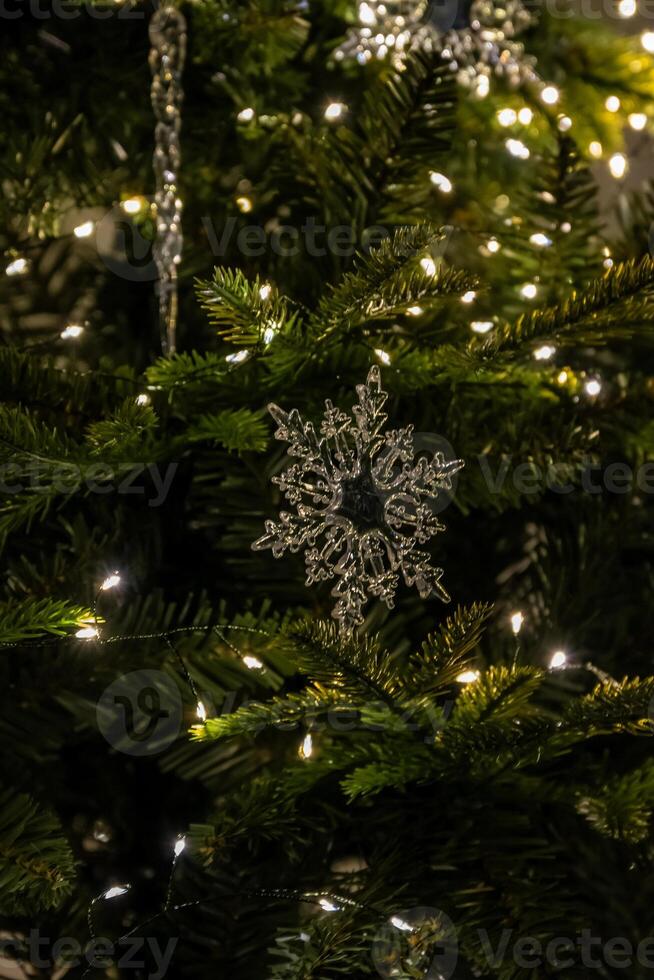 A christmas tree with a snowflake on it photo