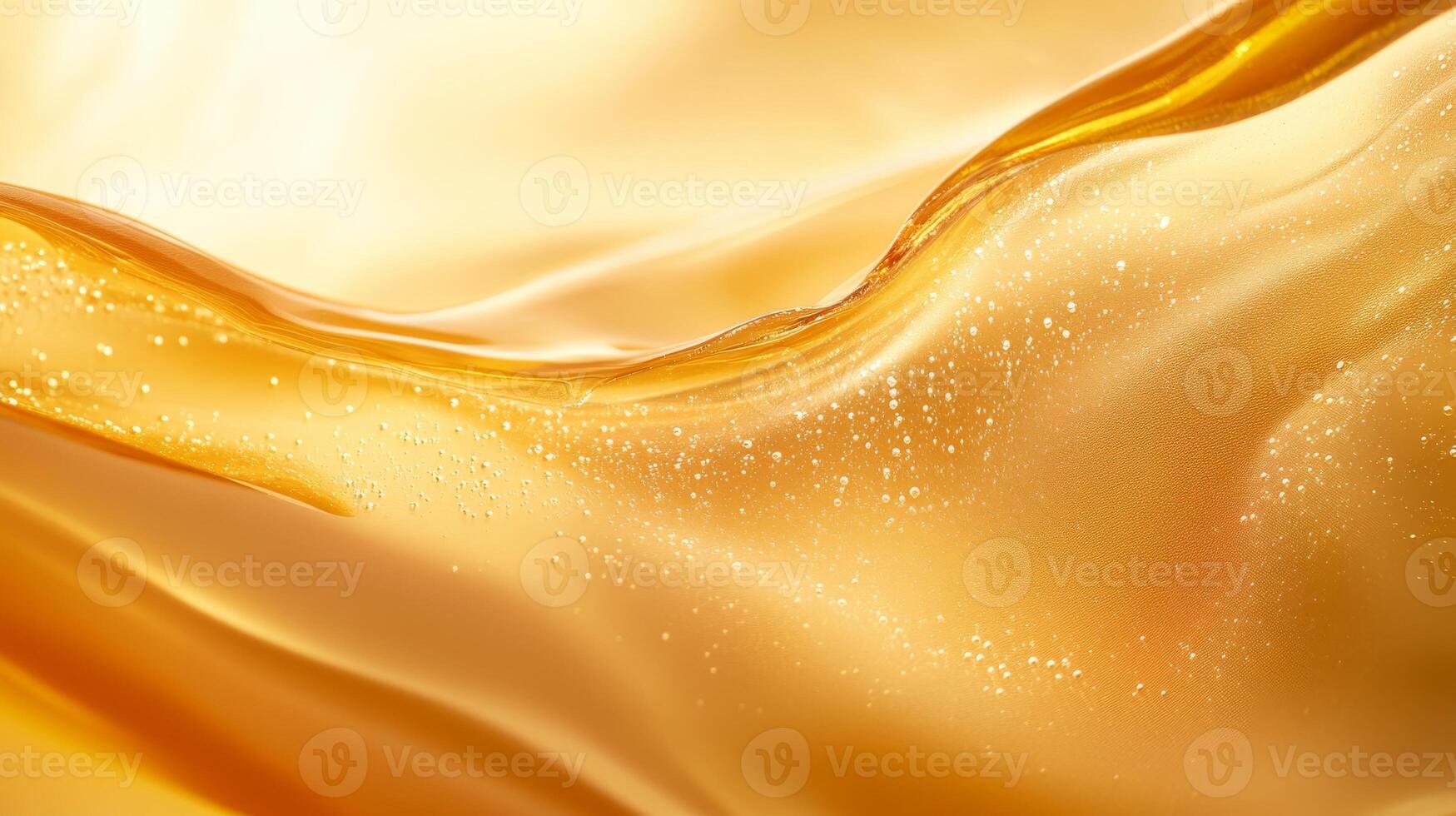Golden silk fabric with sparkling texture and soft waves photo