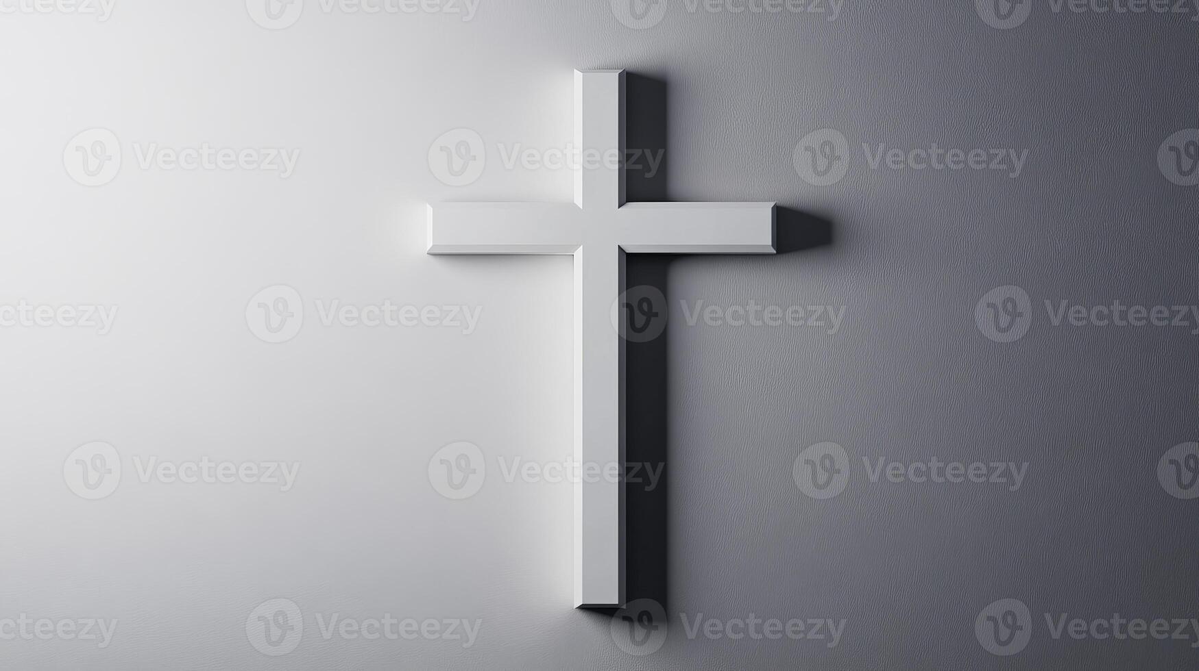 White cross on gray background minimalist religious symbol art photo