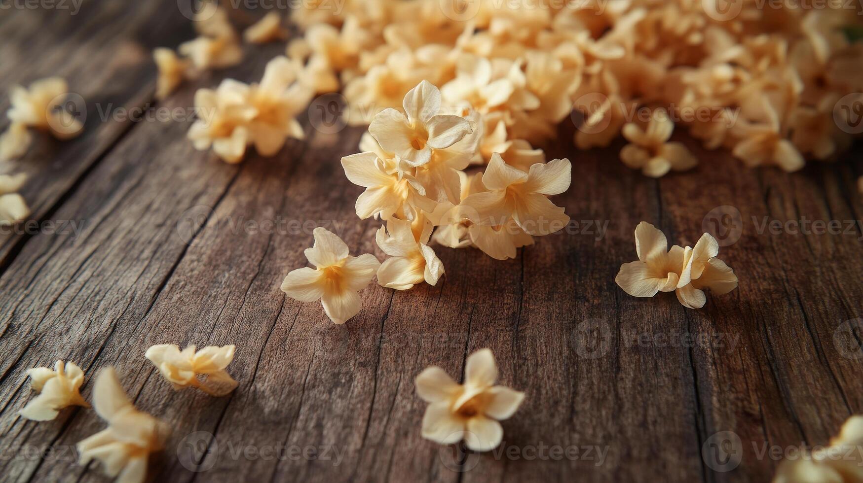 Close-up detailed view of blooming konna flowers on rustic wooden surface.Vishu day photo