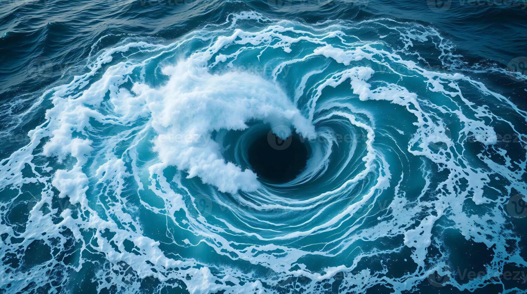 A large hole in the ocean with waves coming out of it photo