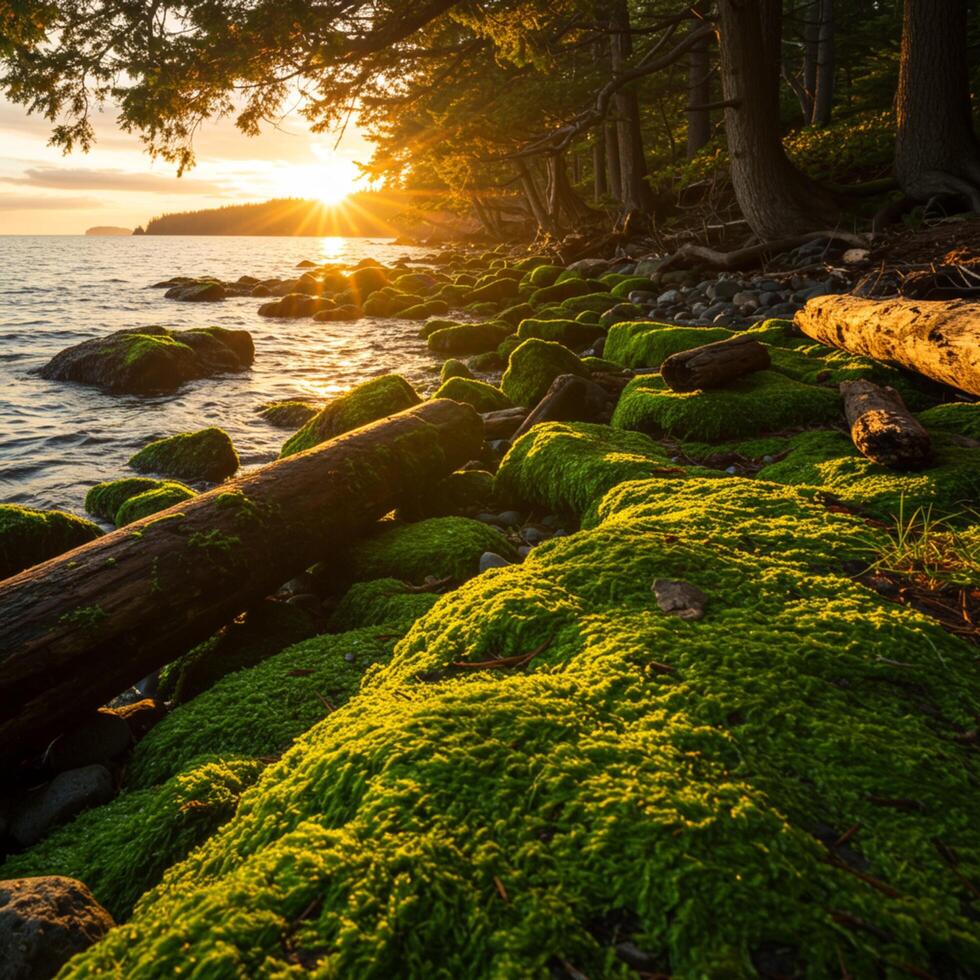 A moss covered rock photo