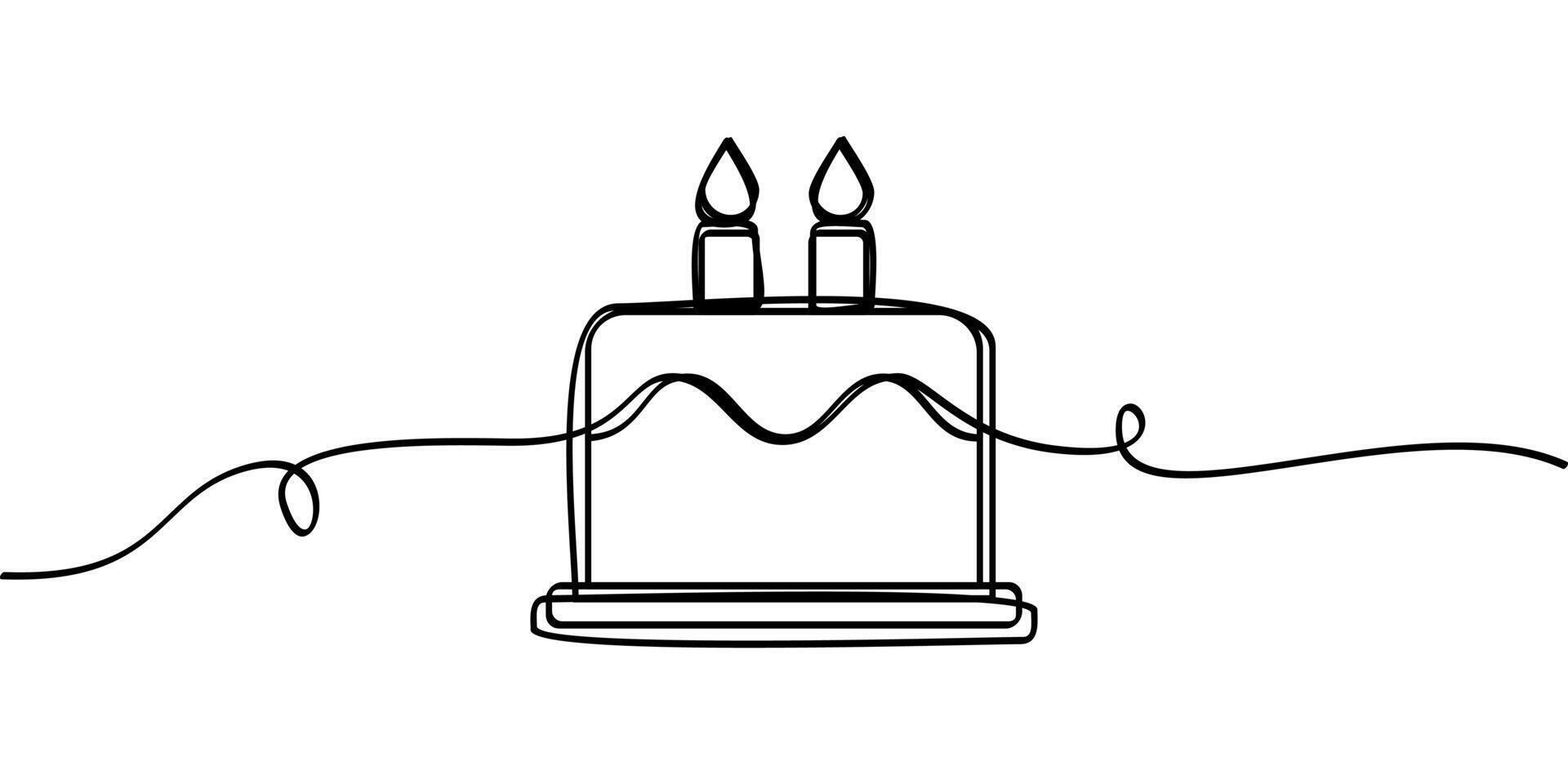 continuous line drawing of birthday cake symbol. abstract line art illustration vector
