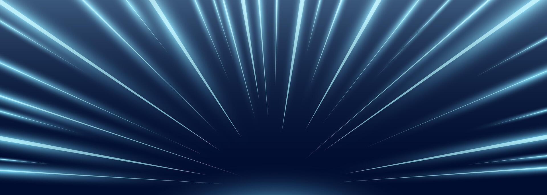 Neon light speed explosion. Glowing radial beams burst from center bottom, creating a sci-fi acceleration effect. Great for racing, hyperspace travel, motion graphics or futuristic backgrounds. vector
