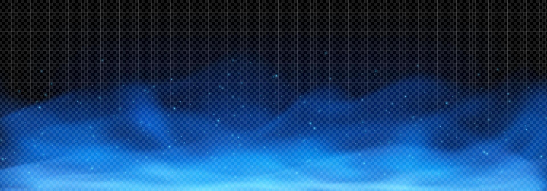 Fantastic smoke background with glowing particles. Magic mist with glitter and twinkling stars. Blue vapor with stardust effect creates a dreamy, mystical atmosphere. illustration. vector