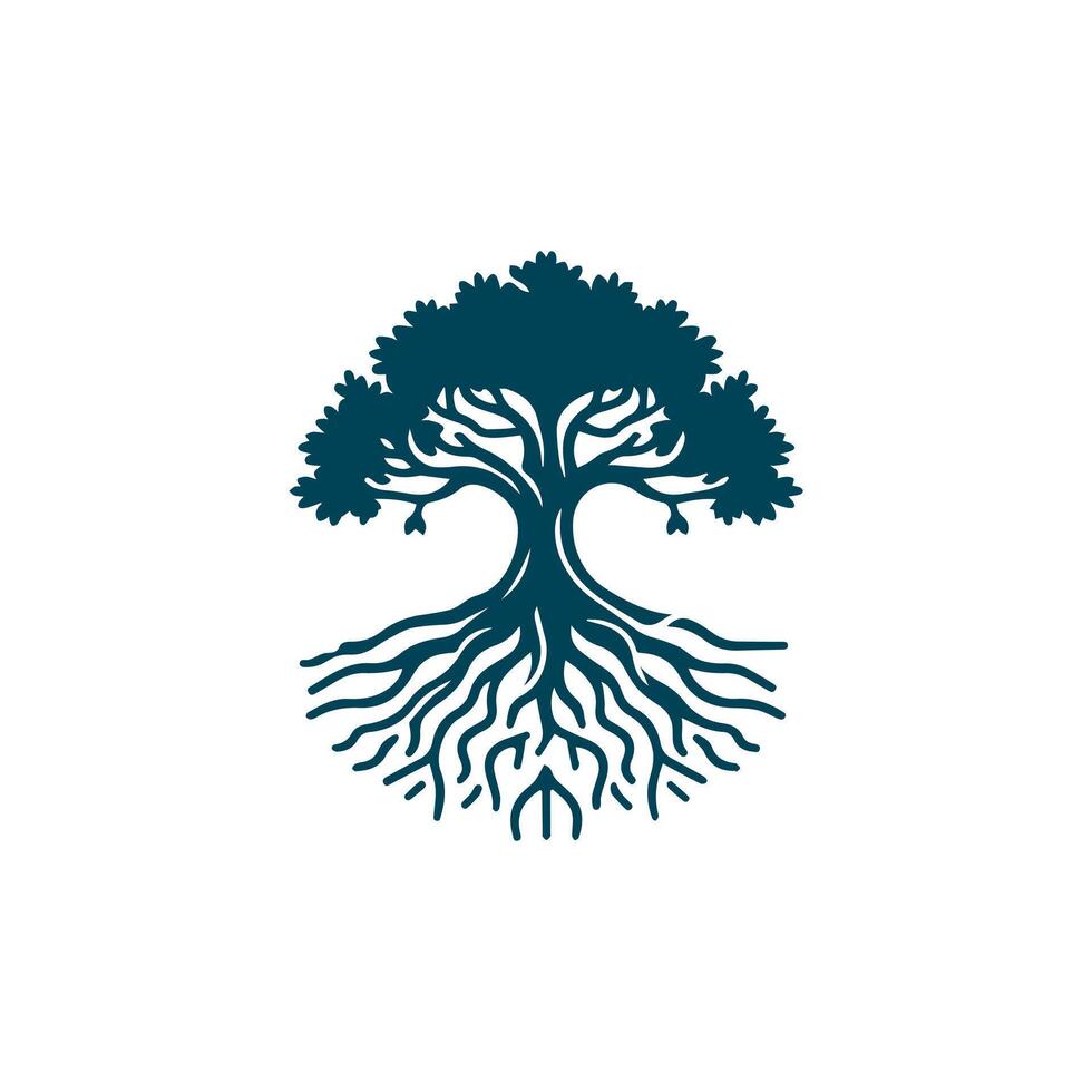 oak tree maple banyan logo design vector