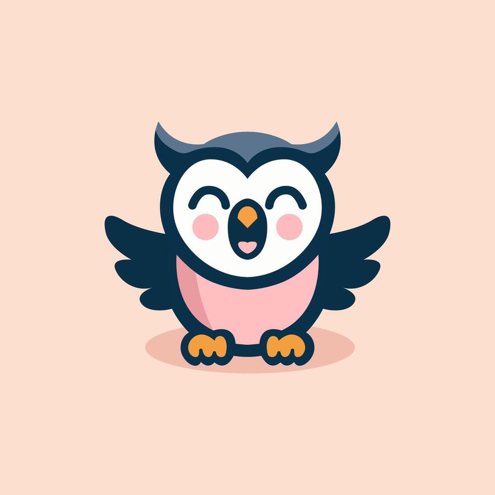 playful cute owl animal logo design vector