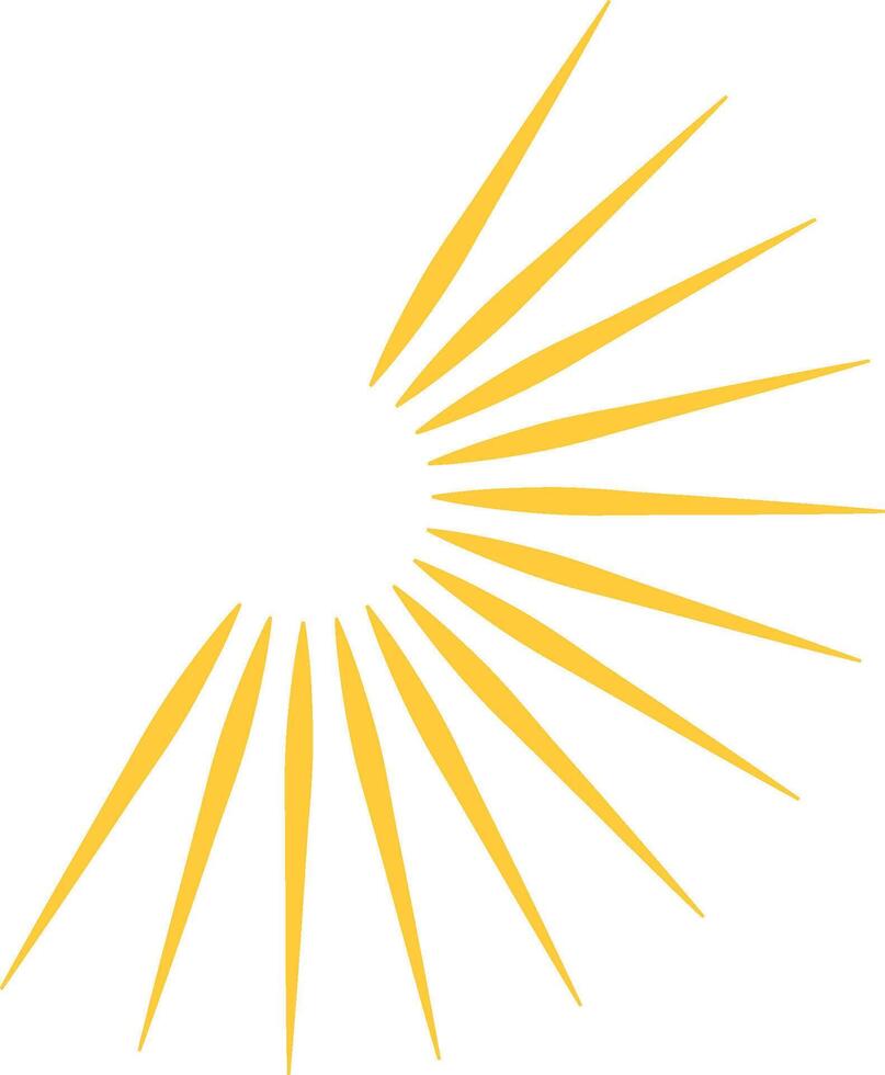 Geometric Yellow Sun Rays Radiating in Corner. vector