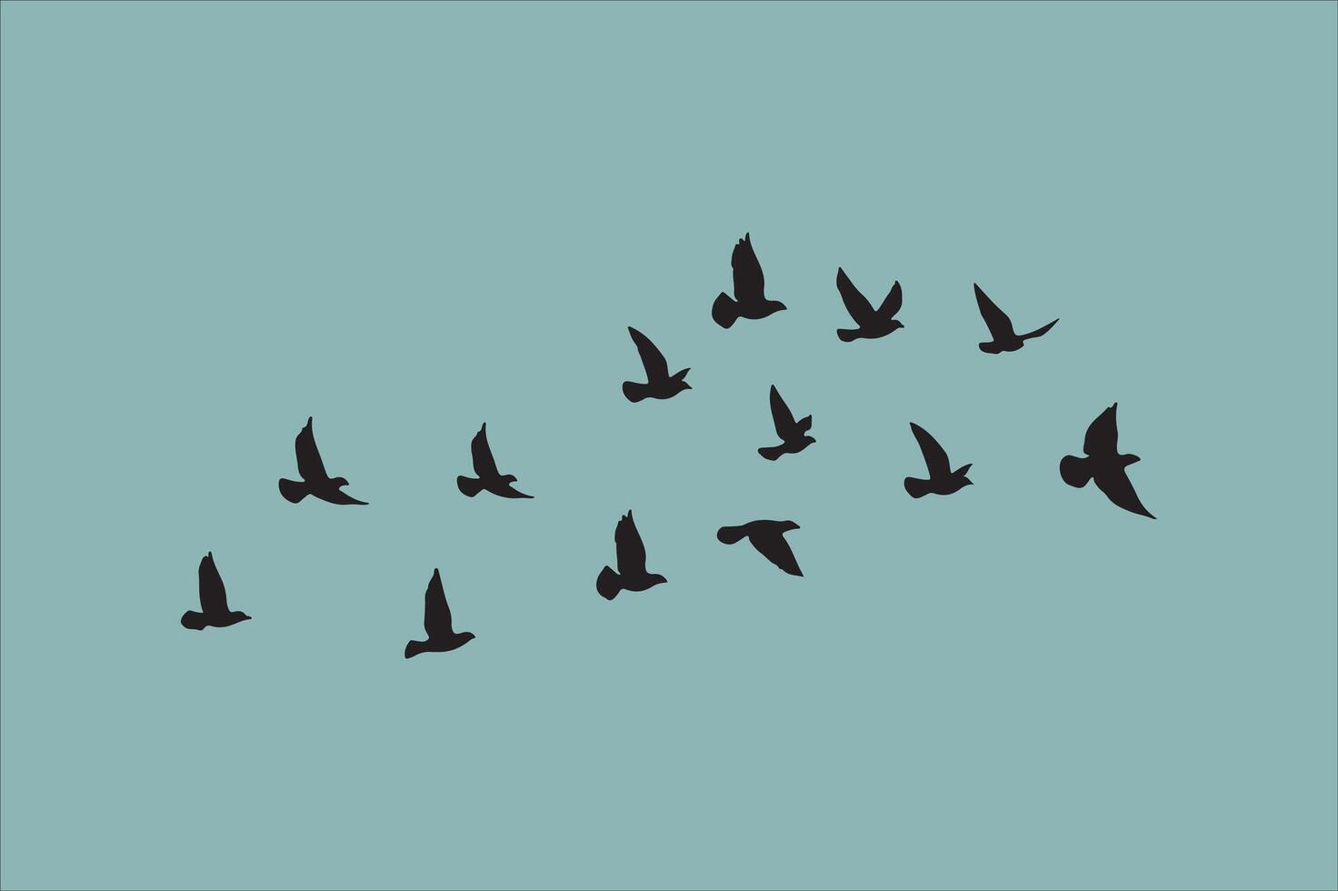 Flying Birds Silhouette on Sky Background. vector