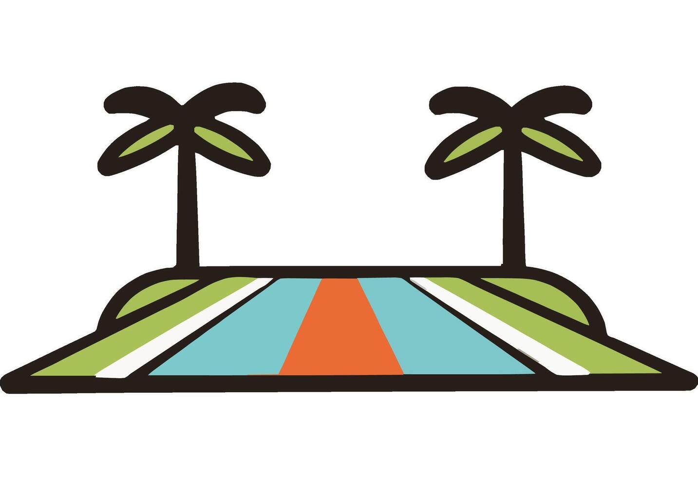 Tropical Path with Palm Trees and Colorful Landscape vector