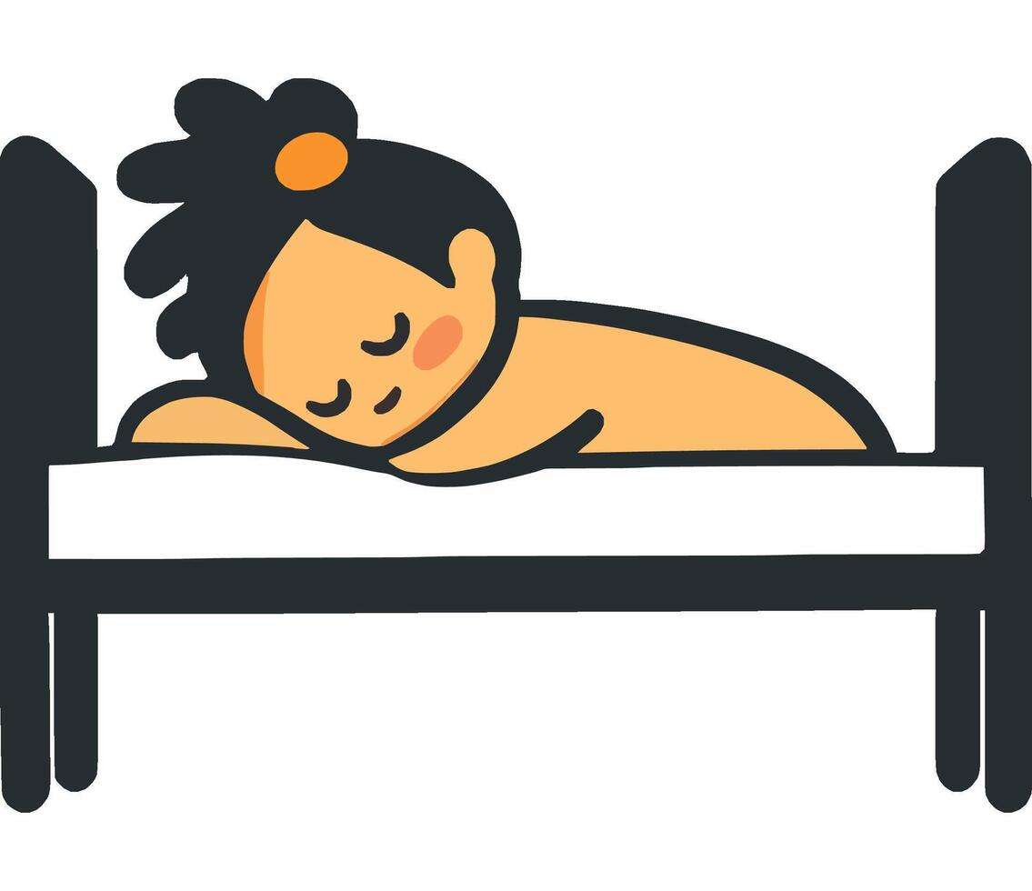 Child Sleeping Peacefully on a Cozy Bed vector
