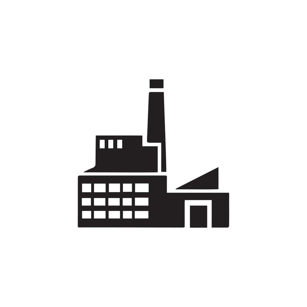 Factory Icon silhouette on white background for Business and Production Use vector