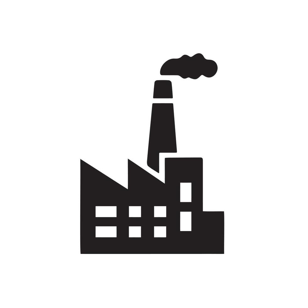 Factory Icon, Symbol for Manufacturing, Production, and Industry vector