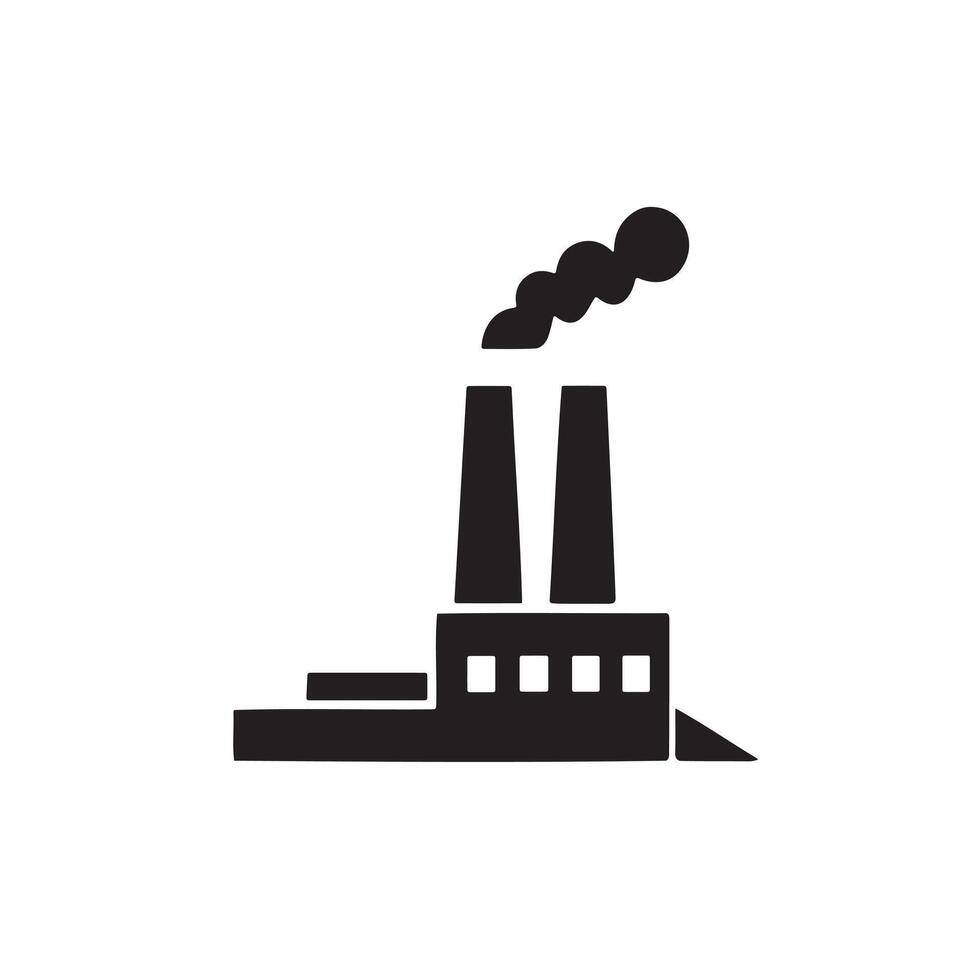 Factory Icon, Simple Industrial Building for Logos and Graphics vector