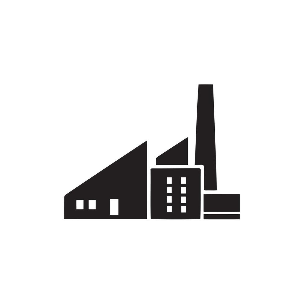 Factory Building Icon silhouette on white background for Website Graphics vector