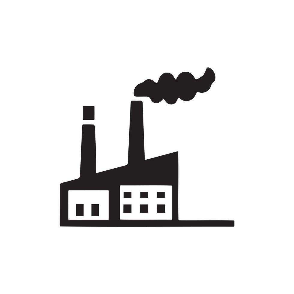 Industrial Building icon silhouette on white background vector
