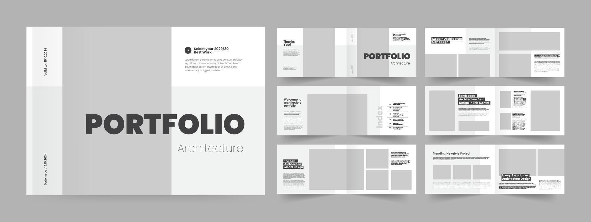 Landscape Portfolio, Architecture Portfolio Presentation, Interview Portfolio, Architecture Album Template vector