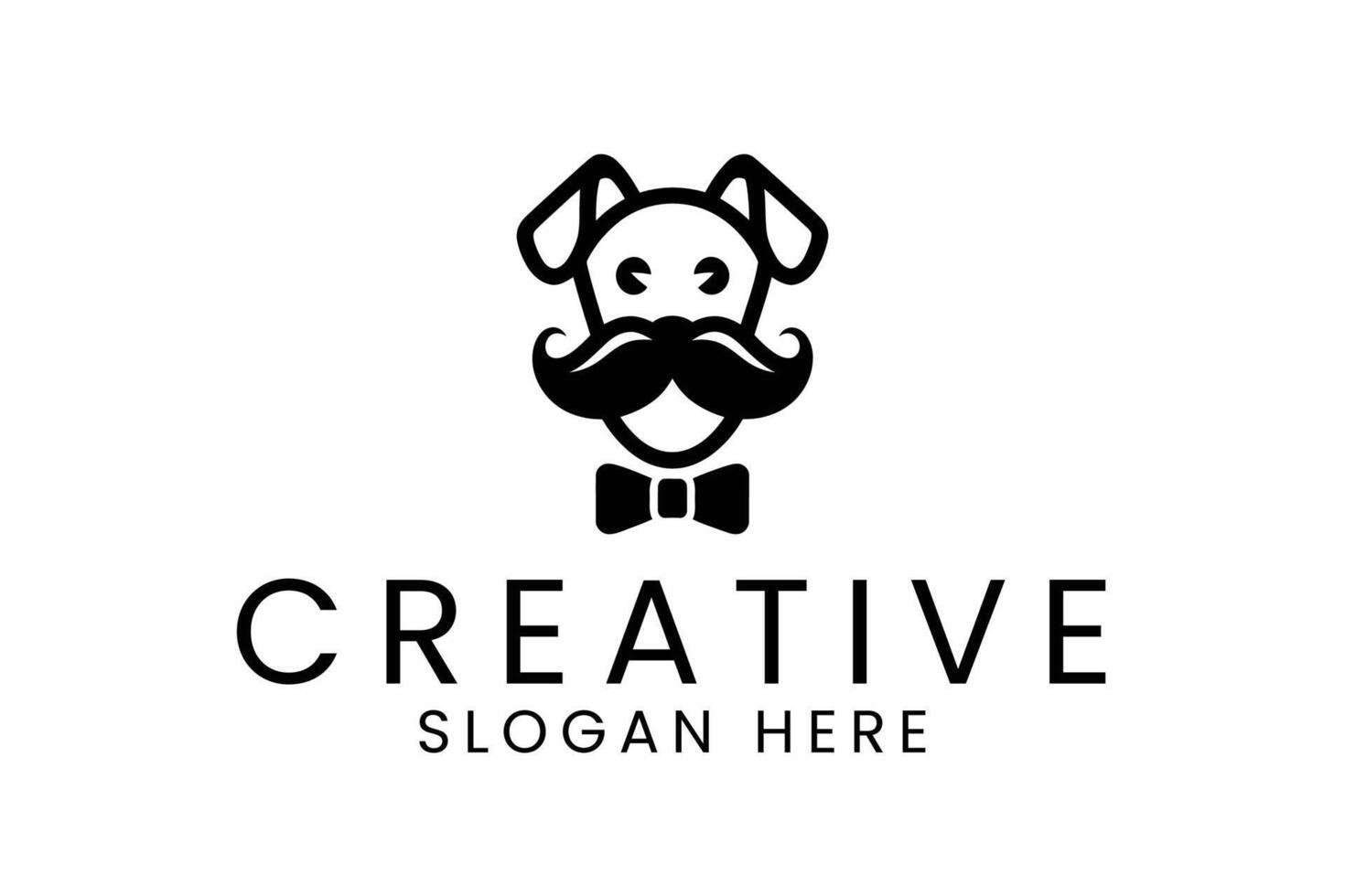 Elegant Dog Design Mustache Bowtie Pet art cute icon head face cool brand vector