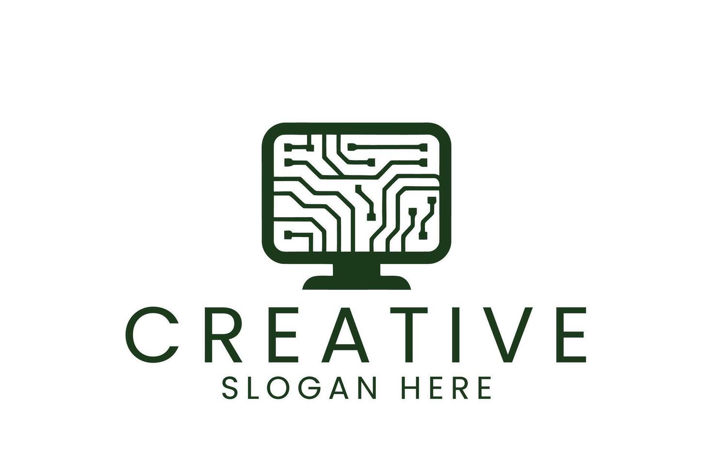 Green Circuit Board Monitor Tech Design icon data clean screen modern vector