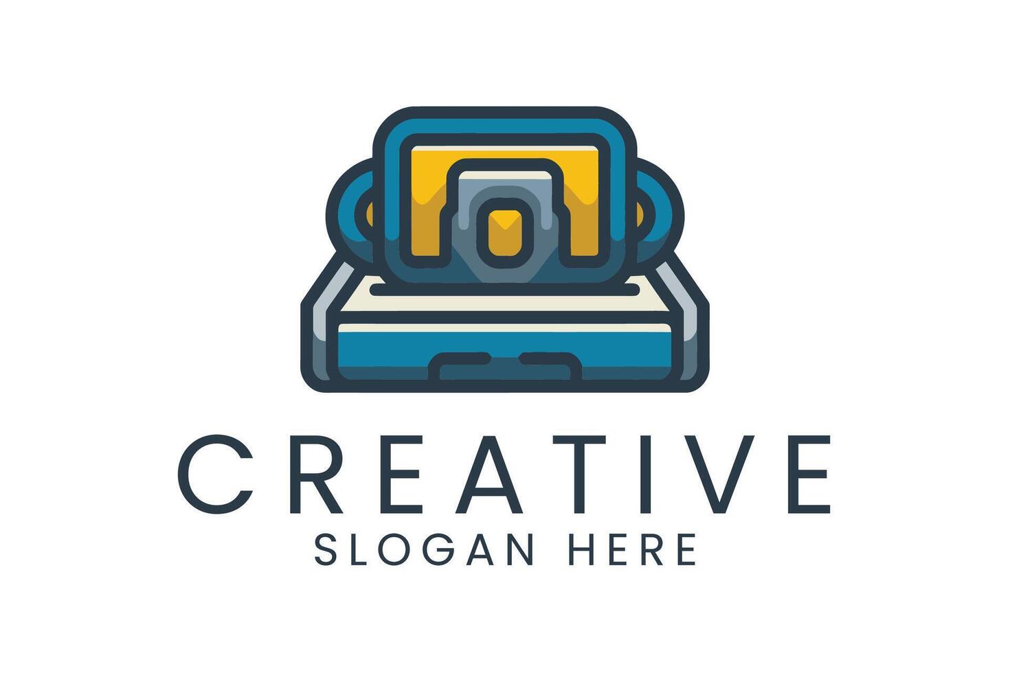 Modern Creative Blue Yellow Design Template icon flat style shape color vector